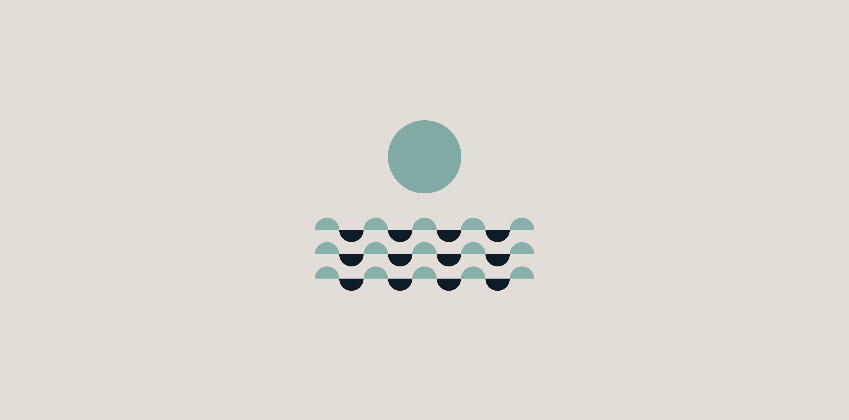 Gushou branding element featuring a teal circle above a blue and green wave pattern.