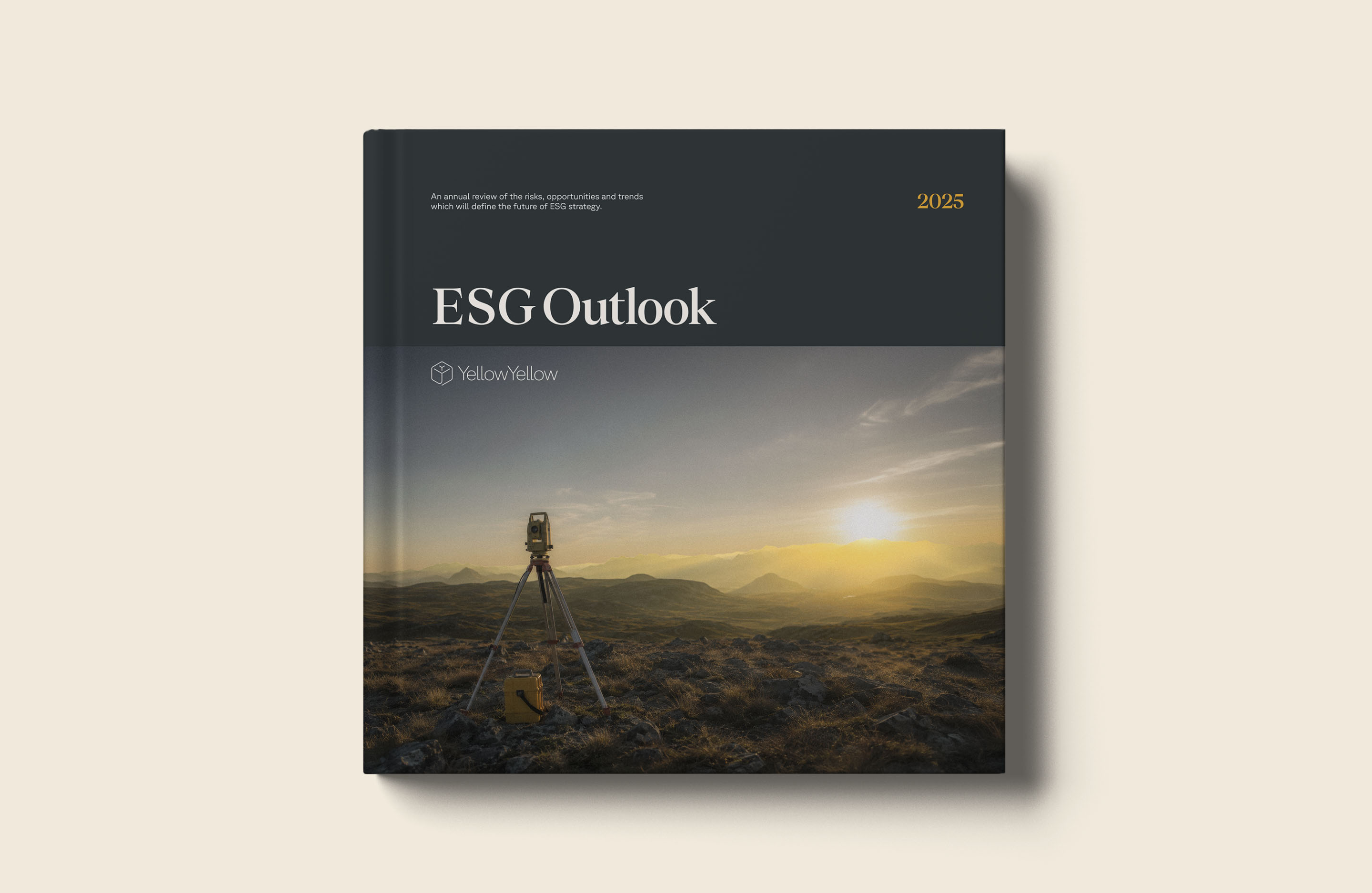 YellowYellow ESG Outlook annual report cover featuring landscape photography.